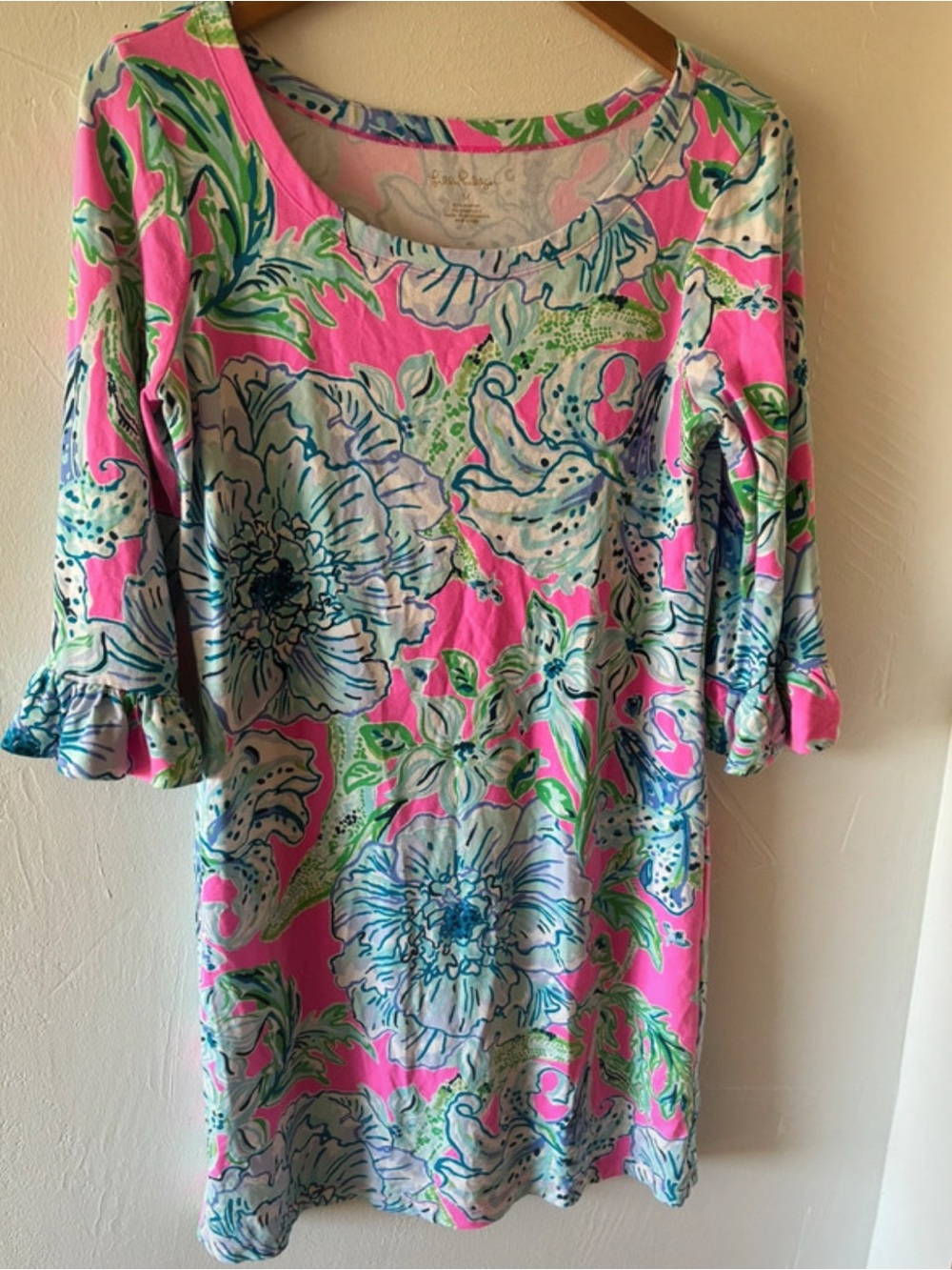 Lily Pulitzer Sophie Floral Lily Dress Ruffle Sleeve Pink